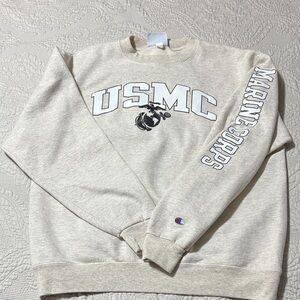 Champion Men's Cream USMC Crewneck Sweater